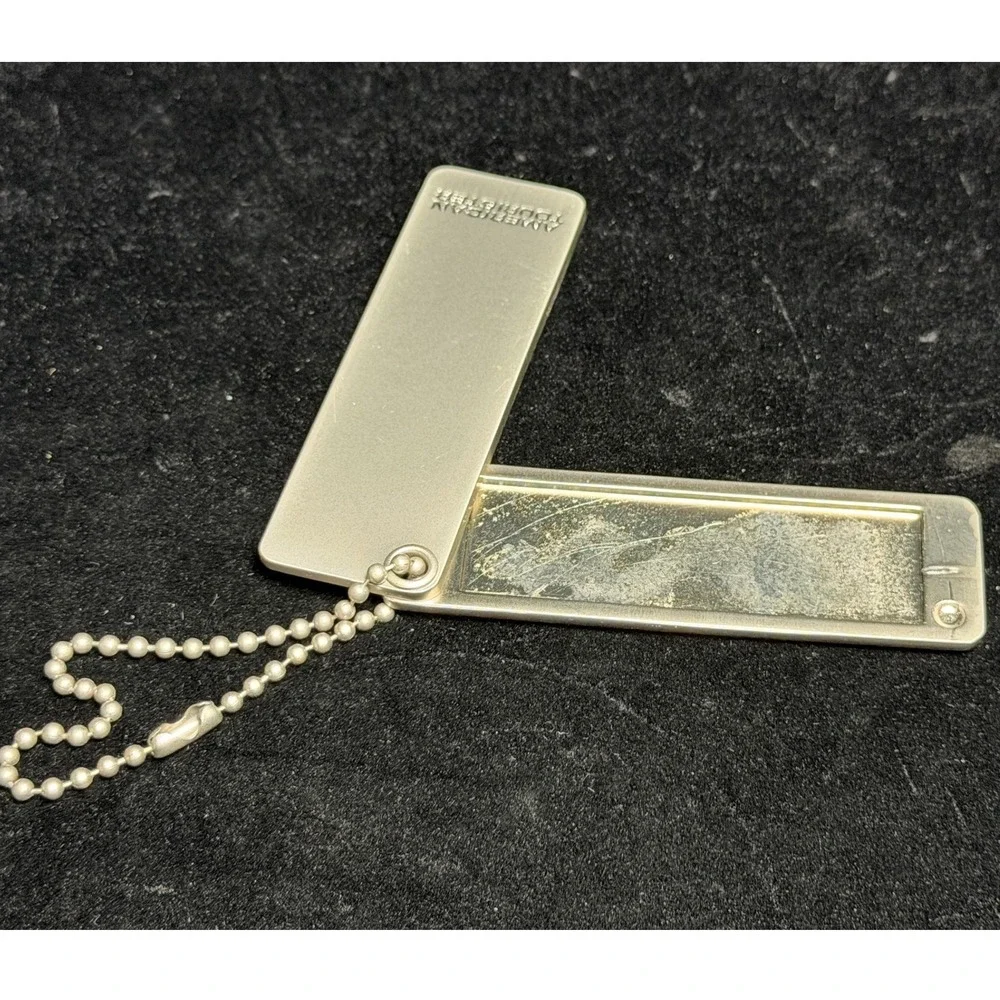 American Tourister-Metal Luggage Tag, Silver Tone, Swivel ID Holder, Ball Chain